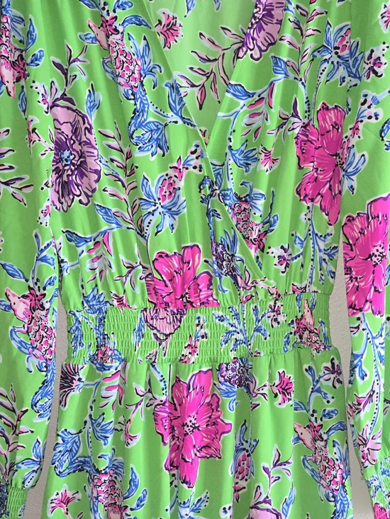 Lilly Pulitzer Chistiana Green Floral Ruffled Midi Dress Size 8 - Picture 5 of 7